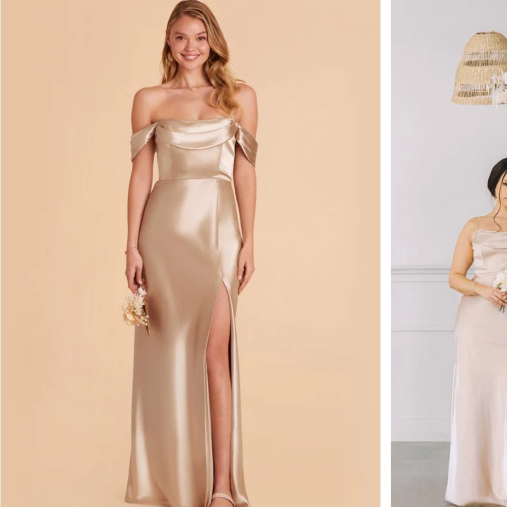 Champagne satin bridesmaid dress never worn still in packaging